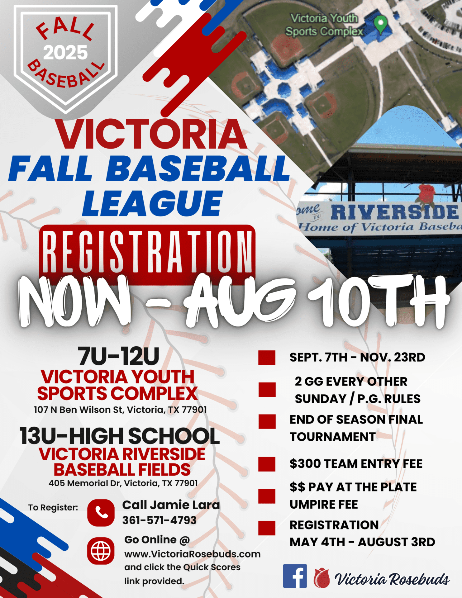 2025 Fall Baseball League Flyer